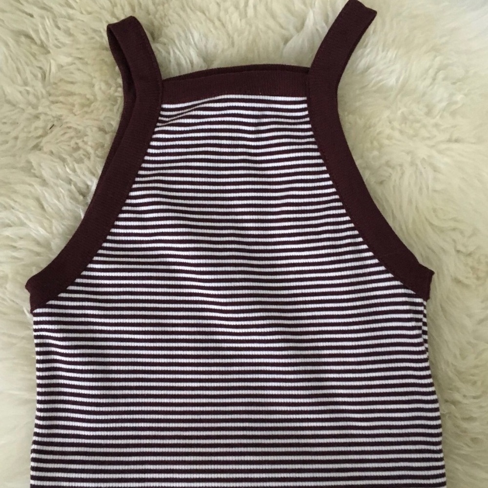 white and red striped tank top
